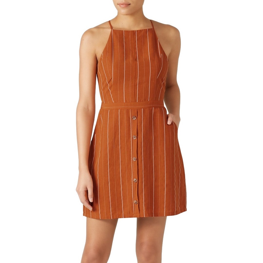 Greylin Rust Striped Mini Dress
